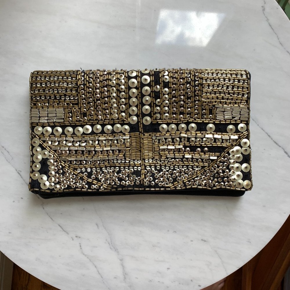 BCBG BCBGeneration Metallic Beaded Clutch